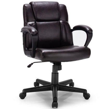 PU Leather Office Chair Modern Executive Chair Ergonomic Mid Back Computer Desk