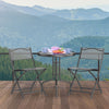 3PCS Garden Table Chairs Patio Tempered Glass Round Table Folding Chairs Outdoor
