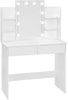 WOLTU Dressing Table Vanity Makeup Table LED Mirror 2 Large Drawers White