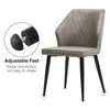2 Pcs Dining Chair Grey Brown Cream Faux Leather Padded Chair Modern Living Room