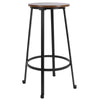 2 PCS Brown Round Wooden Industrial Rustic Bar Pub Kitchen Stools Chairs Seats