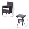 Outsunny 3PC Rattan Furniture Bistro Set Garden Chair Table Patio Outdoor Wicker