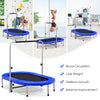 Double Foldable Jumping Fitness Kids Trampoline Rebounder w/ Adjustable Handrail