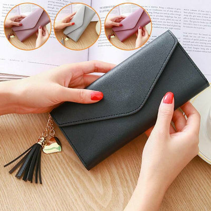 Women Wallet Ladies Purse Long Purse Envelope Leather Wallet Card Button Clutch