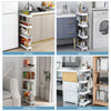 4-Tier Storage Trolley Slim Storage Shelf with Wheels Kitchen Bathroom White