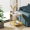 22'' Tall Marble End Table Gold Nightstand Shelf Lamp Photo Vase Books Side Desk