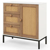 Rattan Buffet Cabinet Storage Sideboard Bar Accent Cabinet 1 Door and 3 Drawers