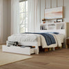 Wooden Storage Bed Frame with Bookcase Shelves Underbed Drawer QR