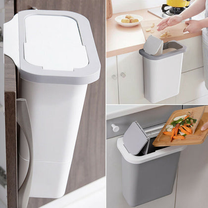 Cabinet Door Hanging Trash Can Waste Bin Plastic Garbage Basket Kitchen Office