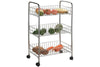 3 TIER STEEL FRUIT VEGETABLE TROLLEY STORAGE RACK WITH WHEELS KITCHEN HEAVY DUTY