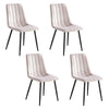 4Pcs Pink Velvet Dining Chairs Side Chairs Metal Leg Fabric Dining Room Kitchen