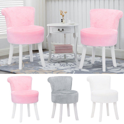 Bedroom Faux Fur Vanity Stool Makeup Dressing Table Shaggy Padded Chair Seat NEW