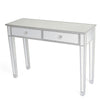 2-Drawers Glass Dressing Table Mirrored Bedroom Make-Up Console Vanity Table