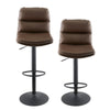 Set of 2 Bar Stools Brown Breakfast Stools With Foot Rest Swivel Gas Lift Modern
