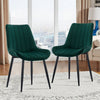 Set of 2 Dining Chairs Velvet Padded Seat Metal Leg Kitchen Chairs Multicolor