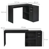 360 Rotating Corner Computer Desk L-Shaped Table Storage Shelf Drawer Combo