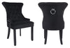 Set of 2 Black Velvet Dining Chairs Ring Knocker, Velvet Upholstered , Wing back