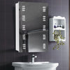 60 LED Lighted Bathroom Mirror Cabinet Shelves Storage Shaver Socket Wall Hung