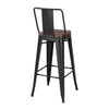 Retro Set of 4 High Foot Counter Bar Stools Wood&Metal Kitchen Breakfast Chairs
