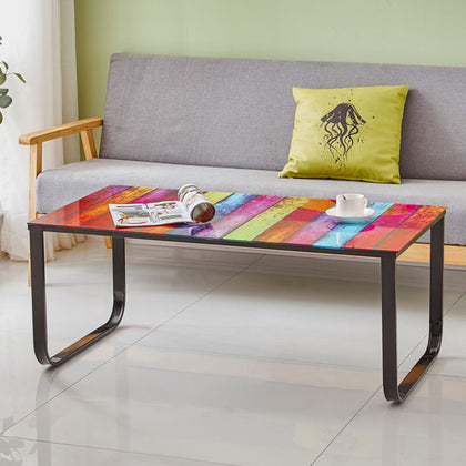 Rainbow Coffee Table Glass Coffee Table Living Room Furniture Colorful Home Kids