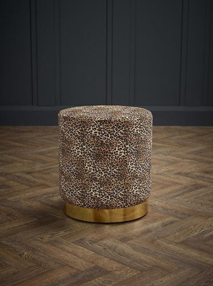 Round Velvet Pouffe Footstool Footrest Chair Bench Living Room Leopard Print
