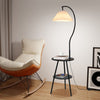 Floor Lamp with Table Shelves Pleat Lampshade Standing Lamp Bed Sofa Side Table