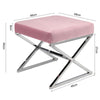 Dressing Table Stool Velvet Sofa Foot Rest Makeup Chair Footstool Chrome Frame