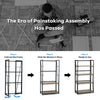 4-Tier Folding Bookshelf Industrial Bookcase Storage Organizer Display Stand
