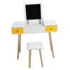 Dressing Table Stool Set Vanity Makeup Desk with Drawer Foldable Mirror Bedroom