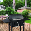 Black Charcoal Grill BBQ Trolley Wheels Garden Smoker Shelf Side Steel