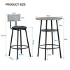 Industrial Bar Table Set, 3 Piece Kitchen Breakfast Bar Table Dining Room Set MP