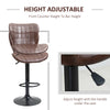 Bar Stools Set of 2 Adjustable Height Swivel PU Leather Bar Chairs Brown