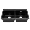 Large Stone Resin 2.0 Kitchen Sink with Waste Kit Inset Sinks 2 Deep Bowls Black