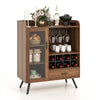 Wooden Storage Cabinet Industrial Buffet Sideboard with Wine Rack & Glass Holder