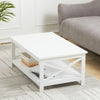 88cm White Coffee Table With Storage Rectangle Living Room Wooden Legs Furniture