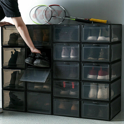 XL Magnetic Door Sneaker Shoe Box Plastic Shoes Storage Boxes Drawer Organiser