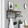 Coat Rack With Storage Shelf Hanger Rail Retro Wall Mounted Clothes Hanging Unit