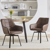 2xSwivel Dining Chairs Brown Faux Leather Padded Seat Dining room Modern