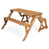 2 in 1 Picnic Table Bench Set Outdoor Garden Chiair with Built-in Umbrella Hole