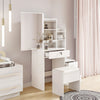 White Dressing Table Set with Stool Makeup Desk Sliding Mirror & 4 Drawers