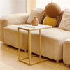 Stylish Crafted C-Sofa Side/Laptop Table White Marble Top with Gold Metal Leg