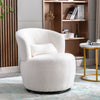 Swivel Tub Chair Teddy Fabric Accent Armchair Barrel Chairs Reading Chair QW