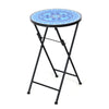 Folding Mosaic Side Table Round Bistro End Table W/ Ceramic Tile Top Plant Stand