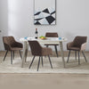 Set of 2 Brown Faux Leather Dining Chairs Armchair Kitchen Restaurant Modern
