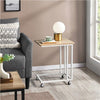Mobile Side Table, C Shaped Sofa End Table, Coffee Snack Table for Living Room