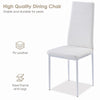 4pcs White Faux Leather Dining Chairs & Grey Tempered Glass Dining Table Set