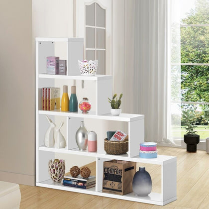 6-Cube Ladder Display Bookshelf L-Shaped Freestanding Storage Shelf Organiser