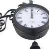 Outdoor Garden Gentral Station Wall Clock Ornament Double Sided Outside Bracket