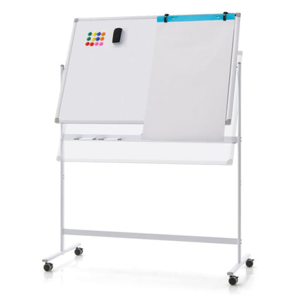 Rolling White Board Reversible Dry Erase Board Height Adjustable Whiteboard