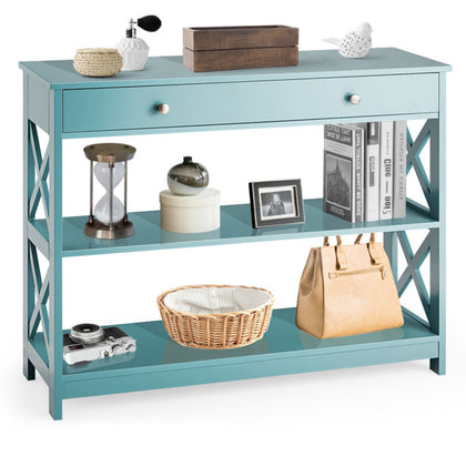 3-Tier Console Table Sofa Table X-Design Entryway Table for Hallway Living Room